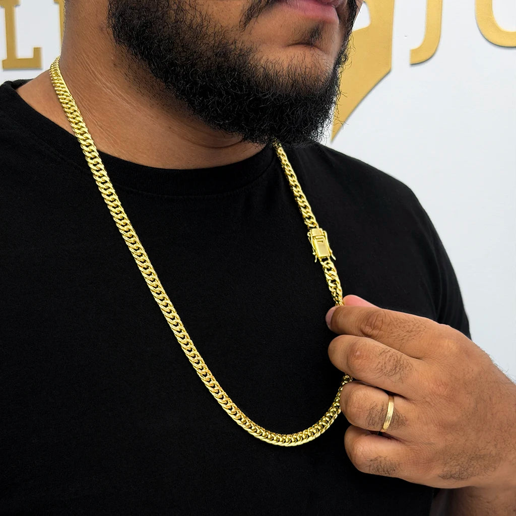 Corrente Grumet Dupla 10mm Banhada a Ouro 18K