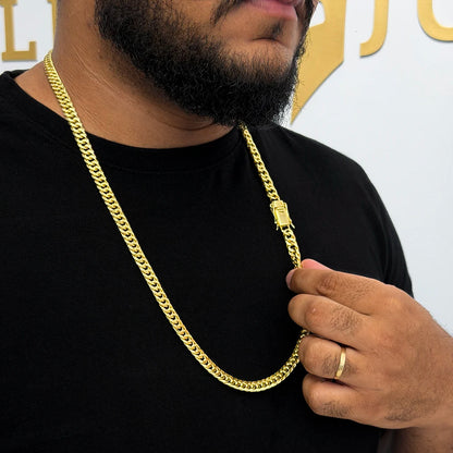 Corrente Grumet Dupla 10mm Banhada a Ouro 18K