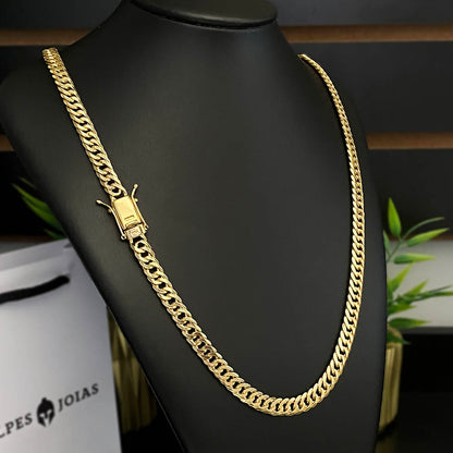 Corrente + Pulseira Grumet Duplo 10mm Banhado a Ouro 18K