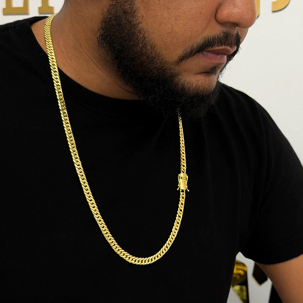 Corrente Grumet Dupla 7mm Banhada a Ouro 18K