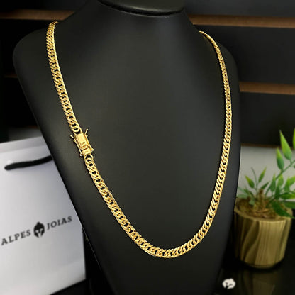 Corrente + Pulseira Grumet Duplo 7mm Banhado a Ouro 18K