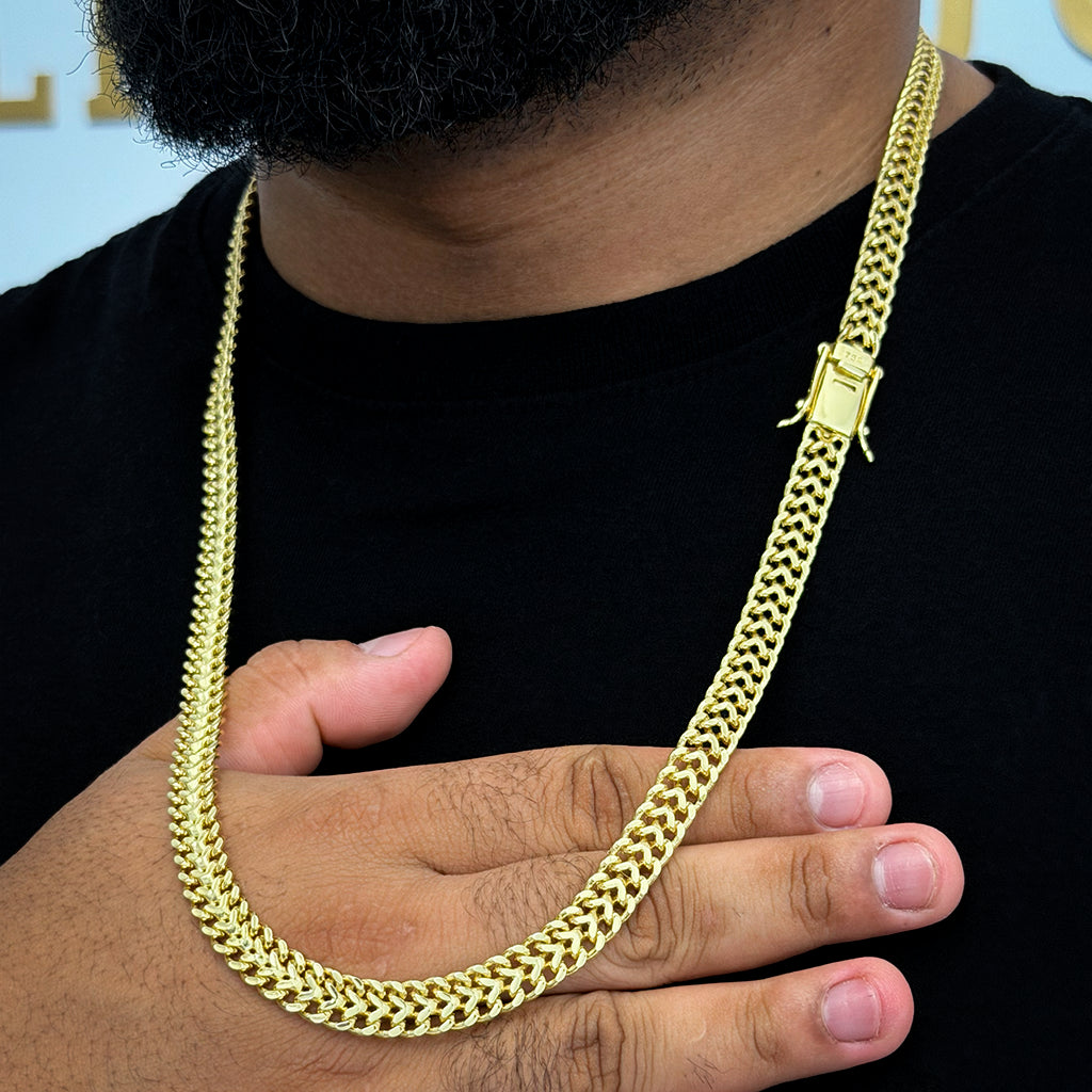 Corrente Lacraia 8mm Banhada a Ouro 18K
