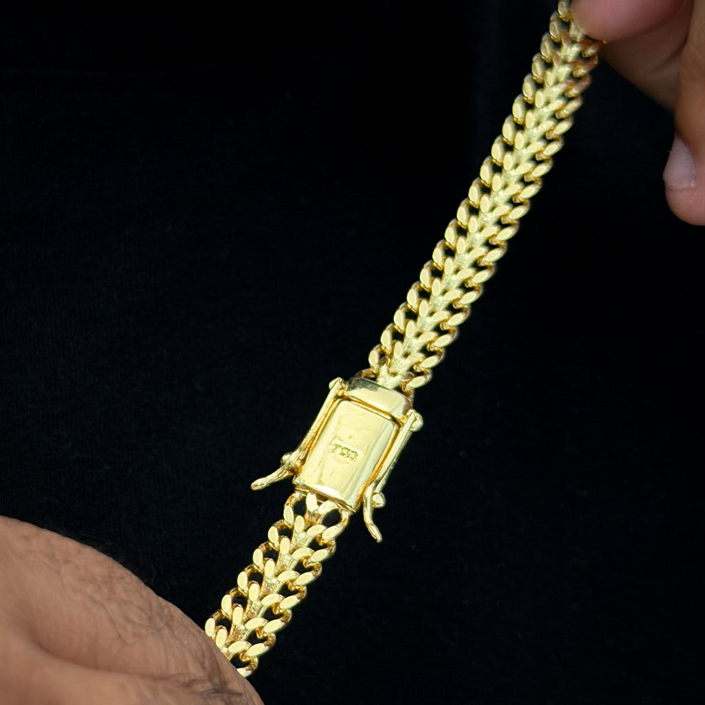 Corrente Lacraia 8mm Banhada a Ouro 18K