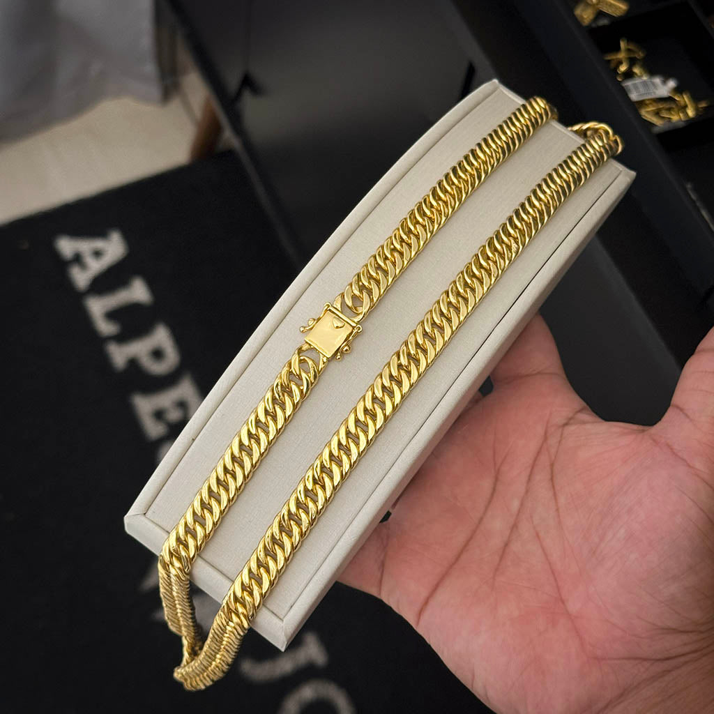 Corrente Maciça 10mm Banhada a Ouro 18K