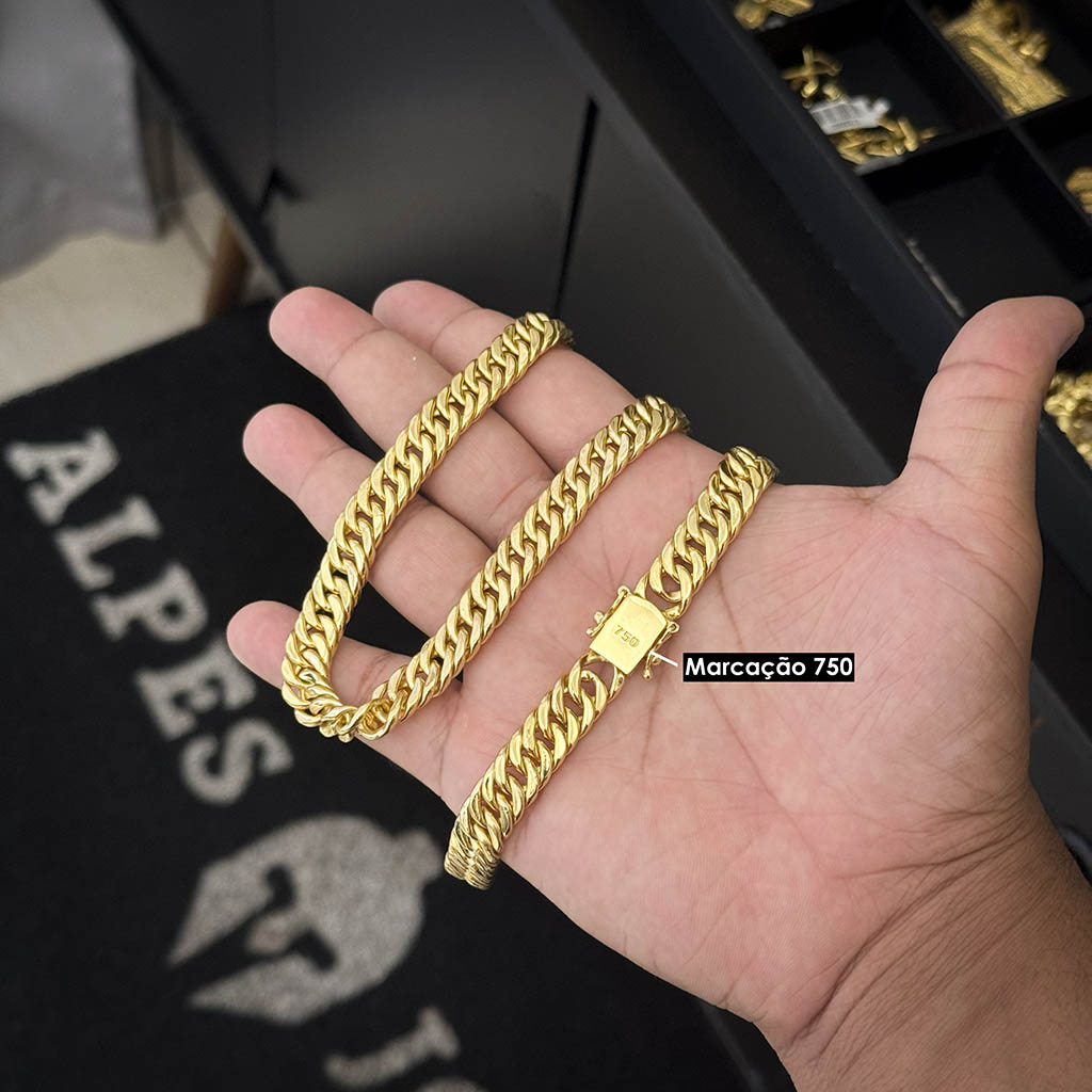 Corrente Maciça 10mm Banhada a Ouro 18K