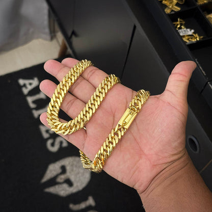 Corrente Maciça Grumet 13mm Banhada a Ouro 18K