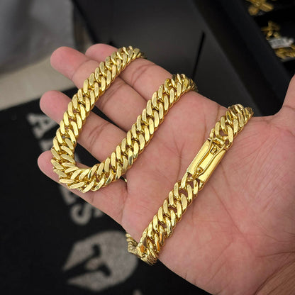 Corrente Maciça Grumet 13mm Banhada a Ouro 18K