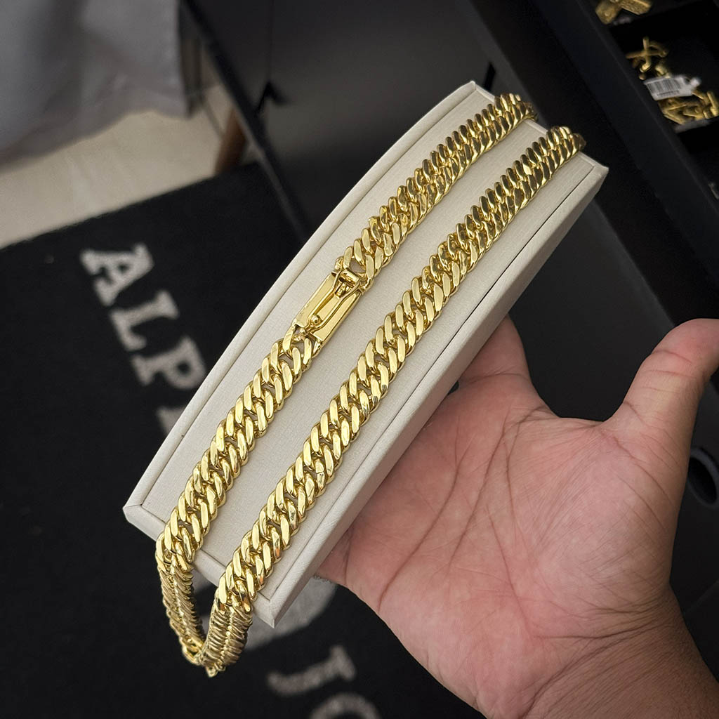 Corrente Maciça Grumet 13mm Banhada a Ouro 18K