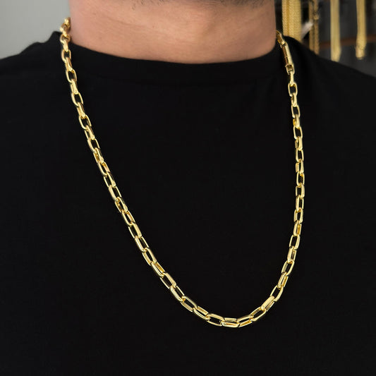 Corrente Meia Cana 6mm Banhada a Ouro 18K