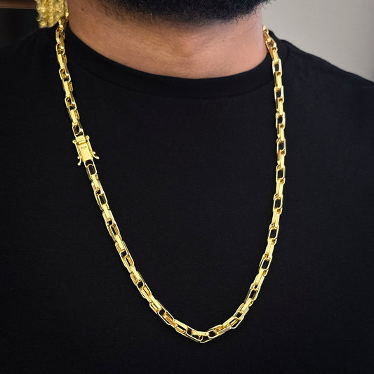 Corrente Meia Cana Dupla 6mm Banhada a Ouro 18K