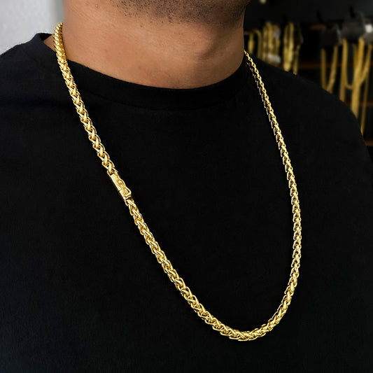 Corrente Peruana 7mm Banhada a Ouro 18K