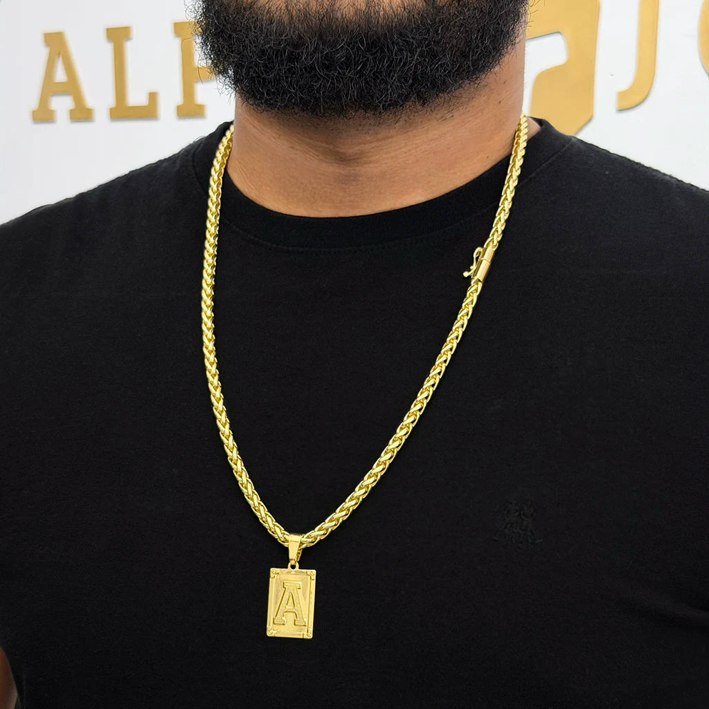 Corrente Peruana 7mm e Pingente Letra Banhado a Ouro 18K