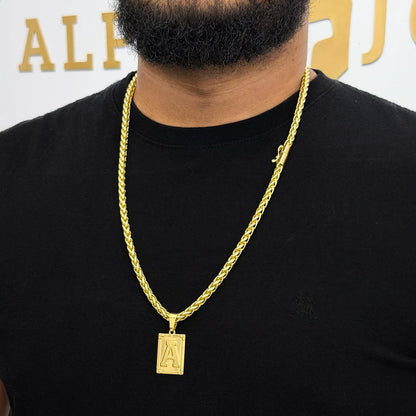 Corrente Peruana 7mm e Pingente Letra Banhado a Ouro 18K