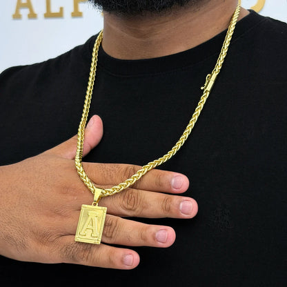 Corrente Peruana 7mm e Pingente Letra Banhado a Ouro 18K