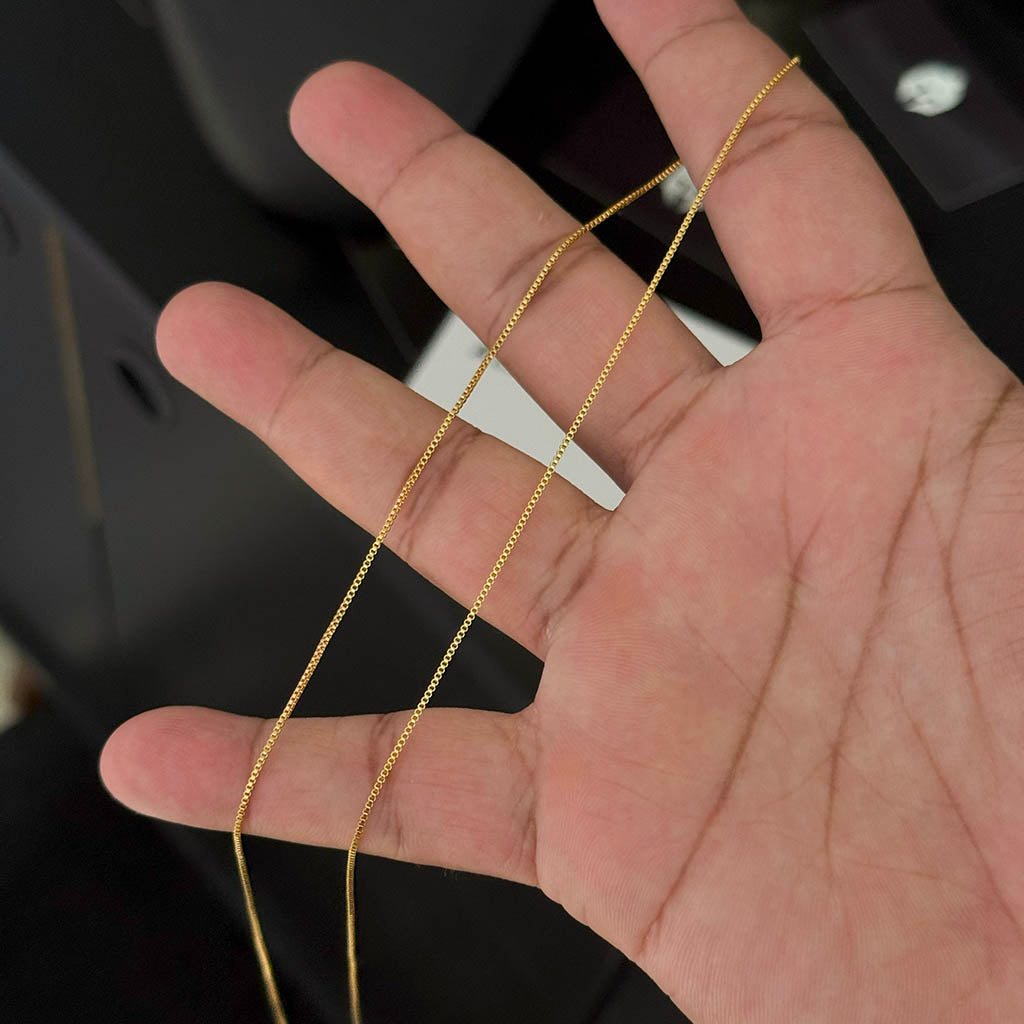 Corrente + Pulseira Veneziana 1mm Banhado a Ouro 18K