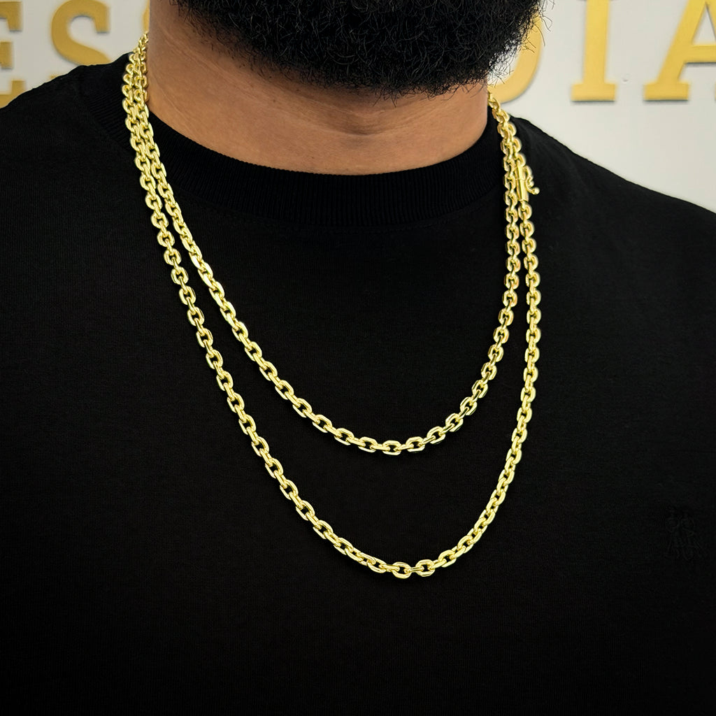 Corrente + Pulseira Cadeado 5mm Banhado a Ouro 18K