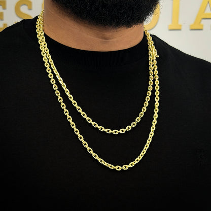 Corrente + Pulseira Cadeado 5mm Banhado a Ouro 18K