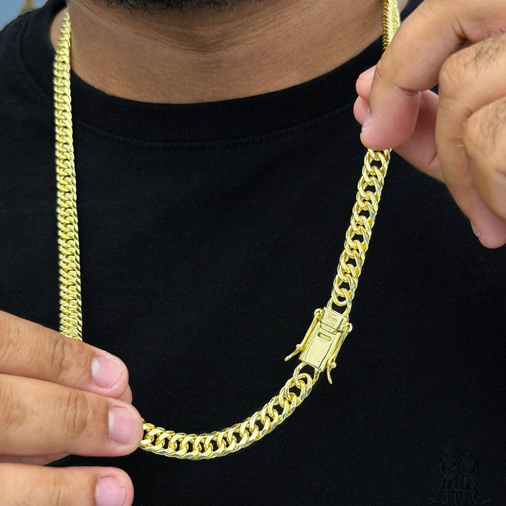 Corrente + Pulseira Grumet Duplo 10mm Banhado a Ouro 18K