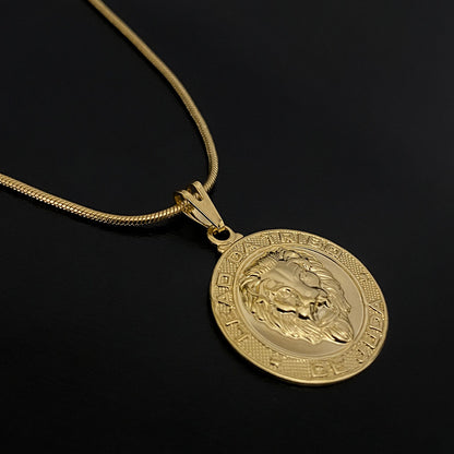 Corrente Rabo de Rato 1mm e Pingente Leão de Judá Banhado a Ouro 18K