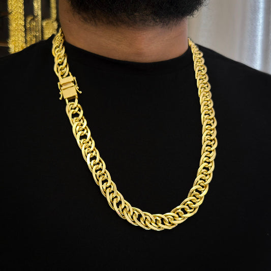 Corrente Romana 16mm Banhada a Ouro 18K
