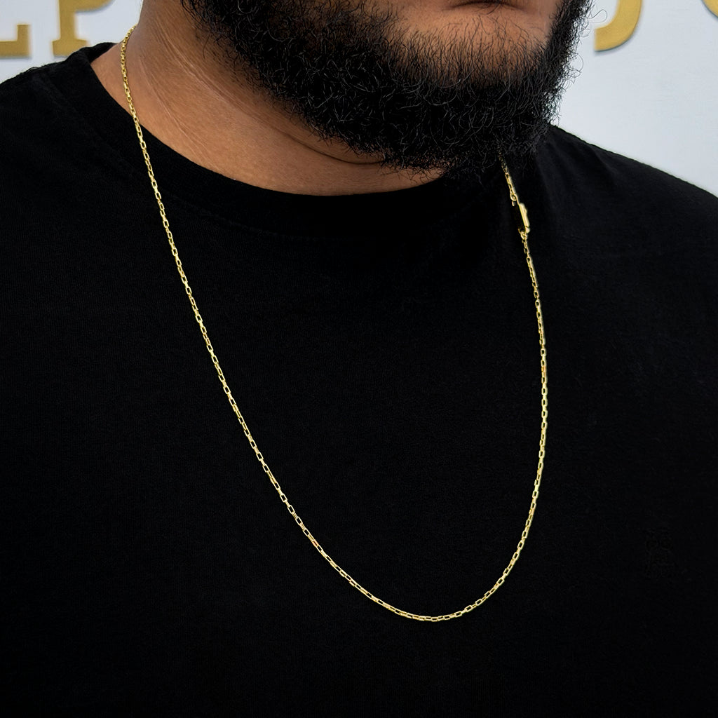 Corrente Tijolinho 1mm Banhada a Ouro 18K