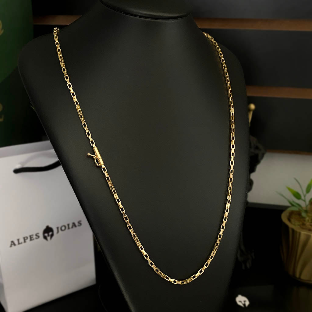 Corrente + Pulseira Tijolinho 4mm Banhado a Ouro 18K