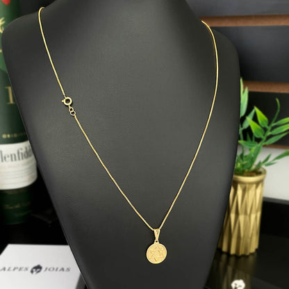 Corrente Veneziana 1mm e Pingente Estrela de Davi Redondo Maciço Banhado a Ouro 18K