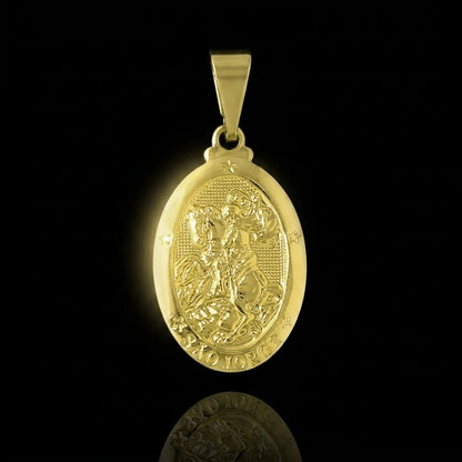 Pingente Medalha São Jorge Oval Banhada a Ouro 18K