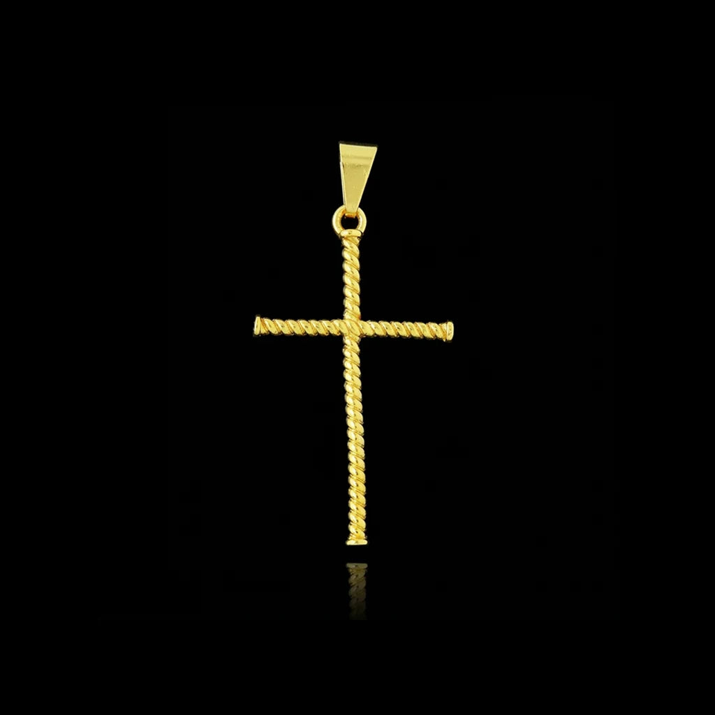 Pingente Cruz Palito Torcida Banhado a Ouro 18K