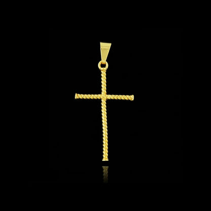 Pingente Cruz Palito Torcida Banhado a Ouro 18K
