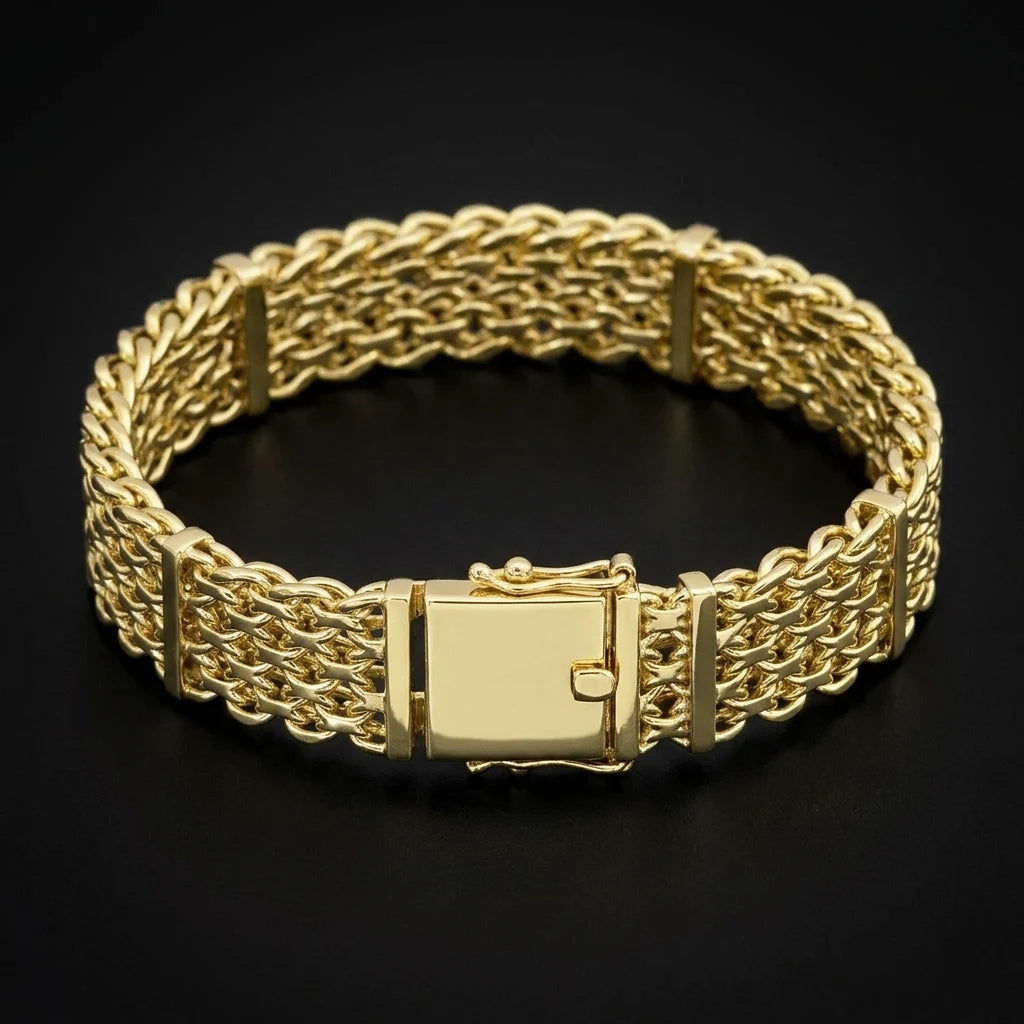 Pulseira Bismark 13mm Banhado a Ouro 18K