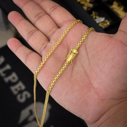 Corrente Cadeado Duplo 4mm Banhada a Ouro 18K