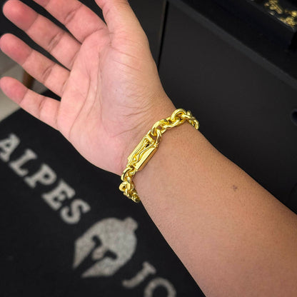 Pulseira Cadeado 12mm Banhado a Ouro 18K