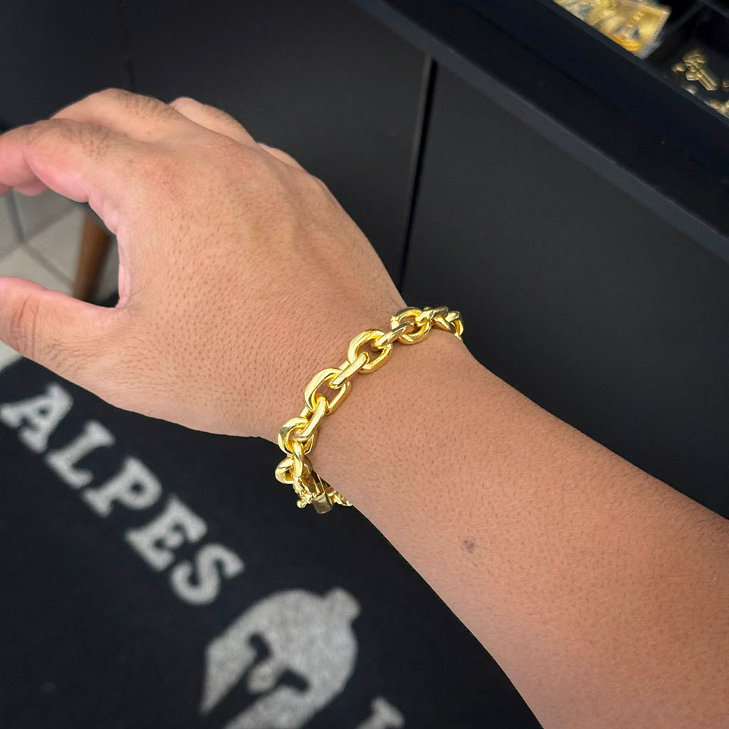 Pulseira Cadeado 10mm Banhado a Ouro 18K