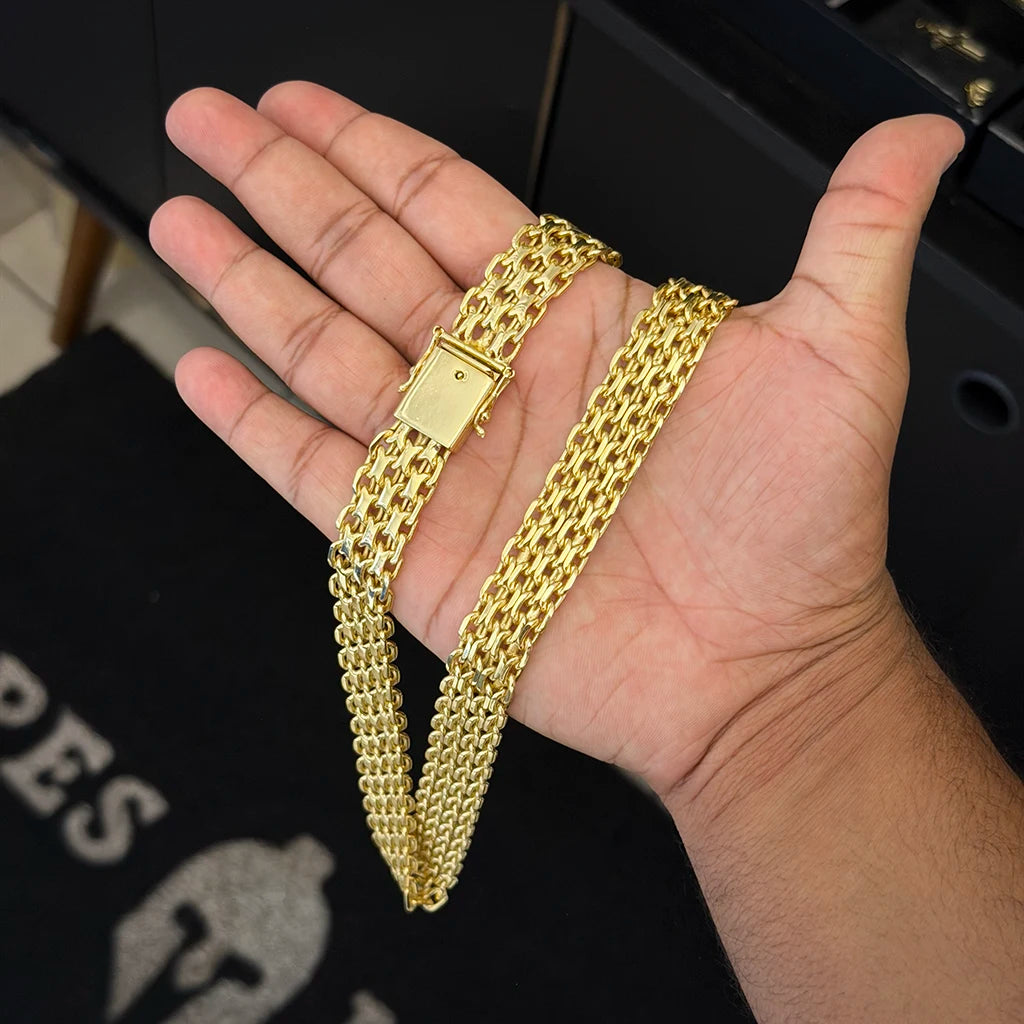 Corrente Esteira 16mm Banhado a Ouro 18K