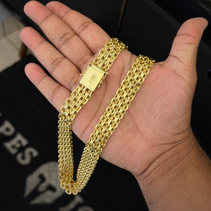 Corrente Esteira 16mm Banhado a Ouro 18K