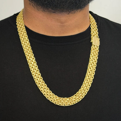 Corrente Esteira 16mm Banhado a Ouro 18K