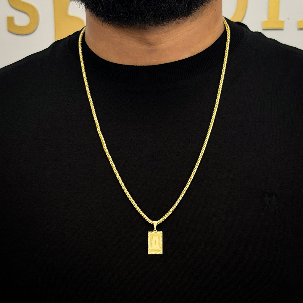 Corrente Peruana 3mm e Pingente Letra Rajada Banhado a Ouro 18K