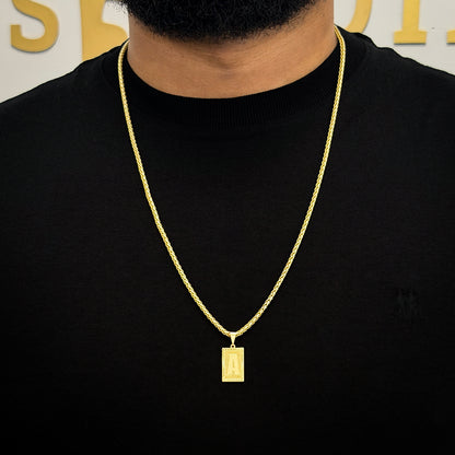 Corrente Peruana 3mm e Pingente Letra Rajada Banhado a Ouro 18K