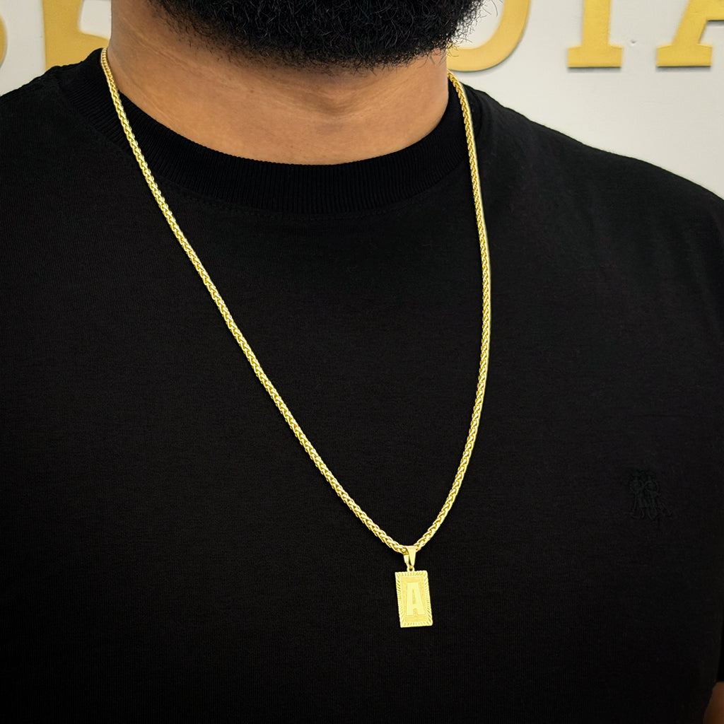 Corrente Peruana 3mm e Pingente Letra Rajada Banhado a Ouro 18K