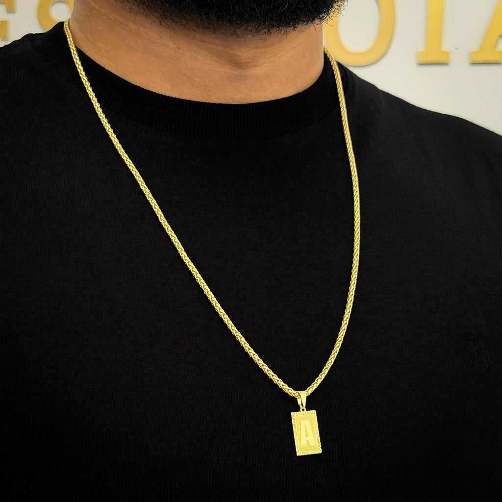 Corrente Peruana 3mm e Pingente Letra Rajada Banhado a Ouro 18K