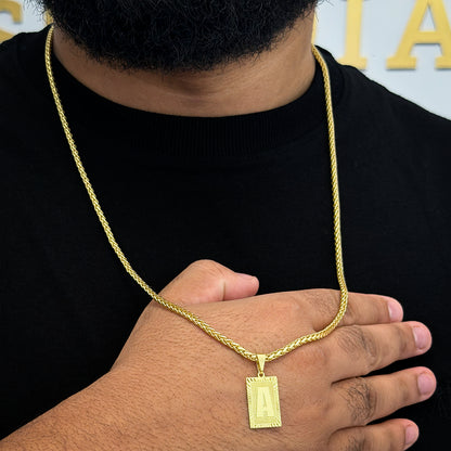 Corrente Peruana 3mm e Pingente Letra Rajada Banhado a Ouro 18K