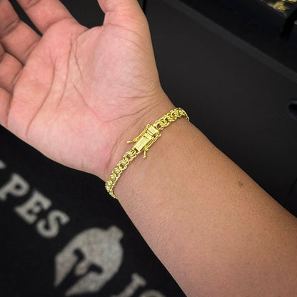 Pulseira Friso Duplo 6mm Banhada a Ouro 18K