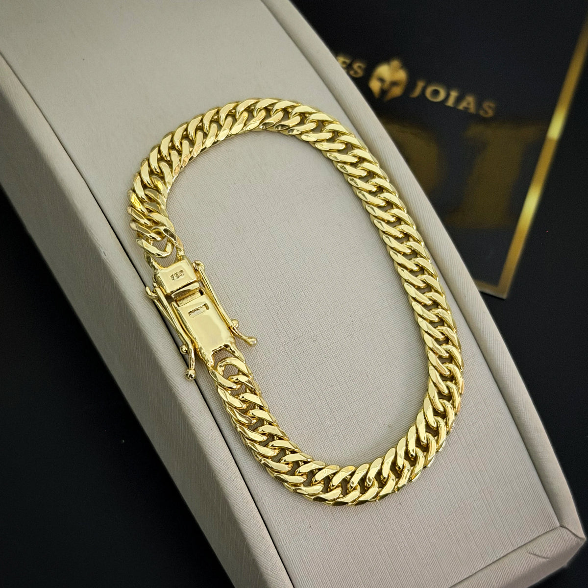 Pulseira Grumet Dupla 7mm Banhada a Ouro 18K