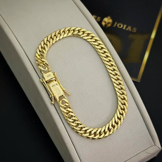Pulseira Grumet Dupla 7mm Banhada a Ouro 18K