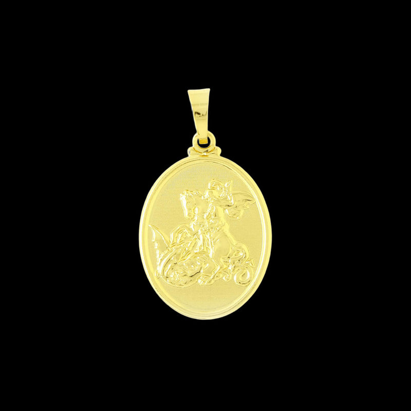 Pingente Medalha São Jorge Oval Banhada a Ouro 18K