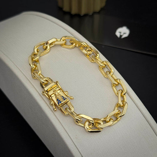 Pulseira Cadeado 10mm Fecho Nossa Senhora Banhado a Ouro 18K