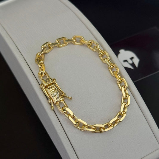 Pulseira Cadeado 6mm Fecho 7 Banhada a Ouro 18K