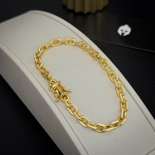 Pulseira Cadeado 6mm Fecho Nossa Senhora Banhado a Ouro 18K