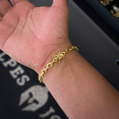 Pulseira Cadeado 6mm Fecho Nossa Senhora Banhado a Ouro 18K